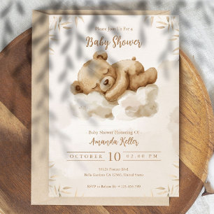 Baby Bear Sleep Cute Baby Shower Invitation