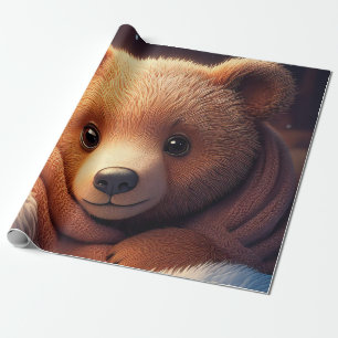Baby Bear Snuggling Wrapping Paper