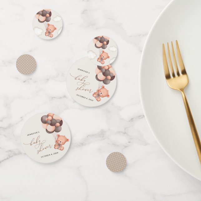 Baby Bear, Teddy Bear, Brown Balloons, Baby Shower Confetti (Group)