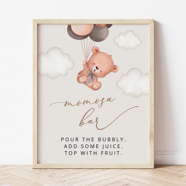 Baby Bear, Teddy Bear, Brown Balloons, Momosa Bar Poster (Creator Uploaded)