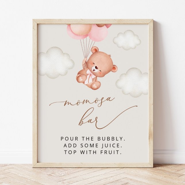 Baby Bear, Teddy Bear, Pink Balloons, Momosa Bar Poster (Creator Uploaded)