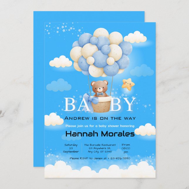 Baby Bear Theme Baby Shower Invitation (Front/Back)