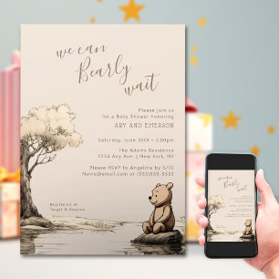 Baby Bear   We Can Bearly Wait Baby Shower Invitation