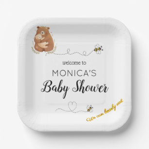 Baby Bear We Can Bearly Wait Welcome Paper Plate
