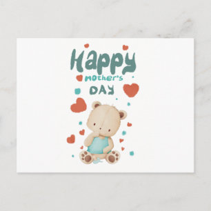 Baby bear wishes happy mother's day holiday postcard