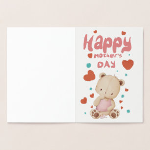 Baby Bear wishes you a happy Mother's Day Foil Card