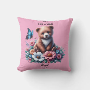 Baby Bear with Flowers Cushion