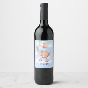 Baby Bears Twin Baby Shower Wine Label