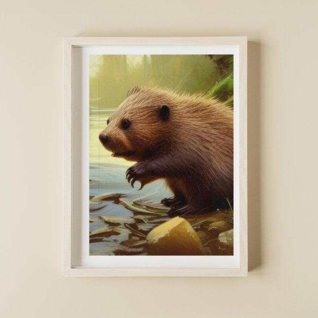 Baby Beaver Wildlife Portrait   Poster (Creator Uploaded)