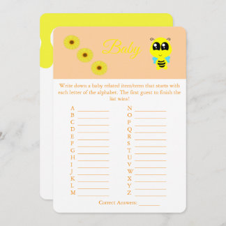Baby Bee | ABC Baby Shower Game Card Flyer