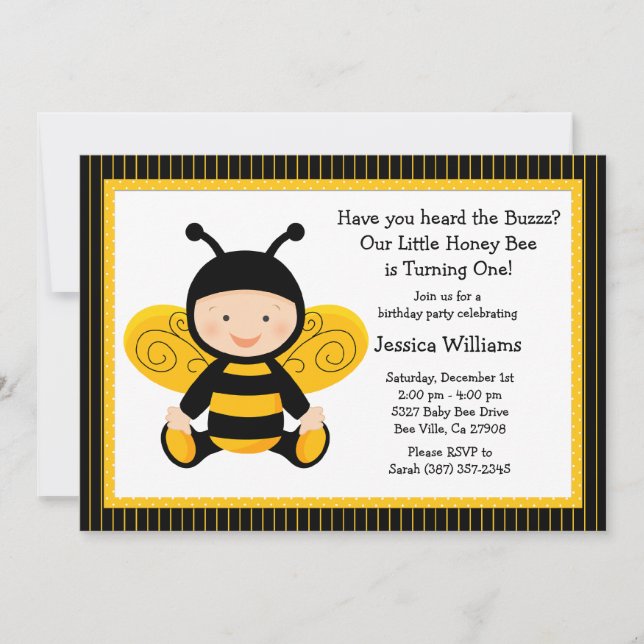 Baby Bee Birthday Party Invitation (Front)