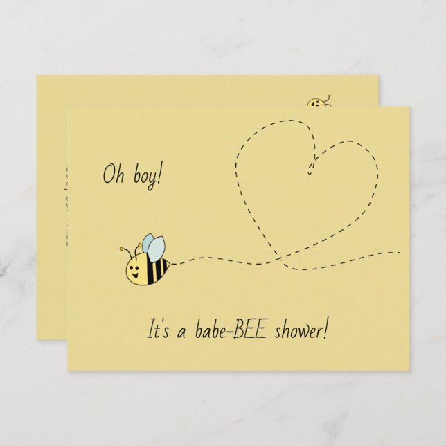 Baby Bee Boy Shower Invitation (Front/Back)
