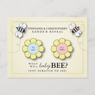 Baby Bee Gender Reveal Pretend Scratcher Game Post Postcard