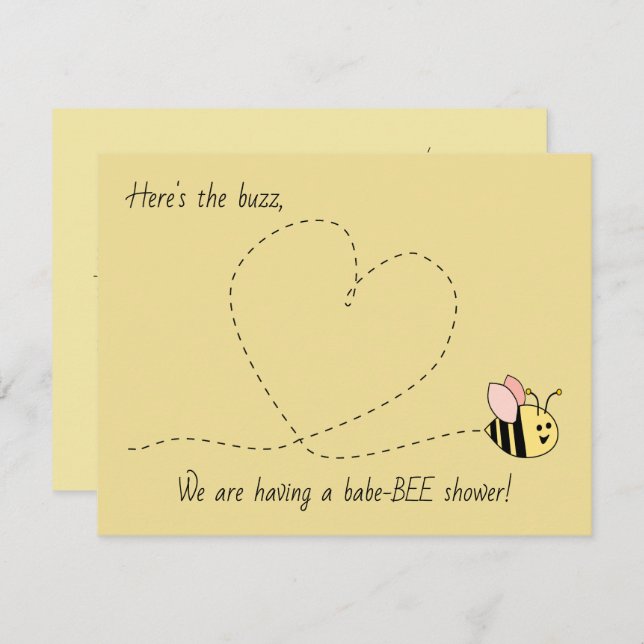 Baby Bee Girl Shower Invitation (Front/Back)