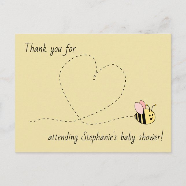 Baby Bee Girl Thank You Postcard (Front)