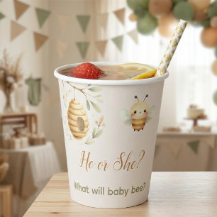 Baby Bee He or She Gender Reveal Drinks Paper Cups