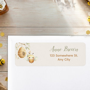 Baby Bee He or She Gender Reveal Return Mail Address Label