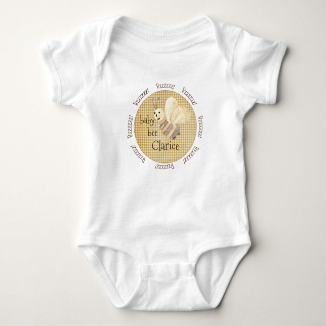 Baby Bee Name Country Plaid  Baby Bodysuit (Front)