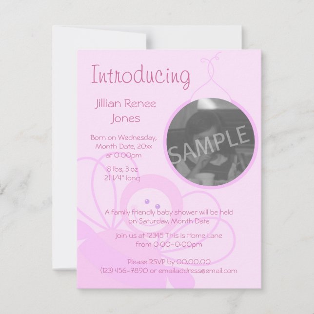 Baby Bee Pink Invitation (Front)
