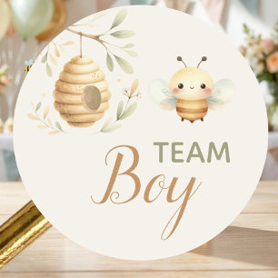 Baby Bee Team Boy He or She Gender Reveal Classic Round Sticker