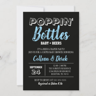 Baby & Beer Shower Invitation   Black & Blue
