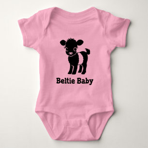 Baby Beltie Farmer Belted Galloway Cow New to Herd Baby Bodysuit