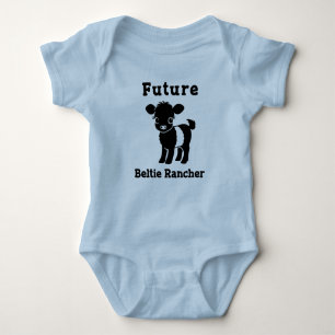 Baby Beltie Farmer Belted Galloway Cow New to Herd Baby Bodysuit
