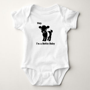 Baby Beltie Farmer Belted Galloway Cow New to Herd Bodysuit