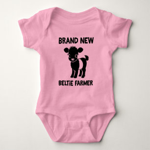 Baby Beltie Farmer Belted Galloway Cow New to Herd Bodysuit