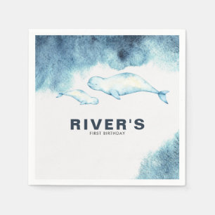 Baby Beluga   Ocean Birthday Party  Napkin