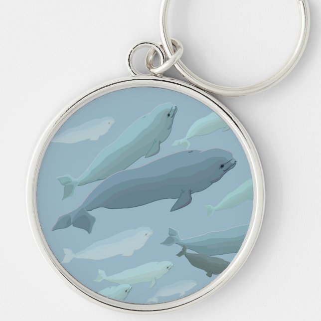 Baby Beluga Whale Keychain Whale Art Gifts (Front)
