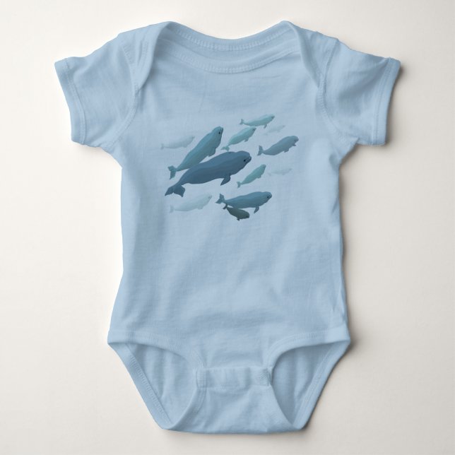 Baby Beluga Whale T-Shirt Cute Whale Art Bodysuit (Front)