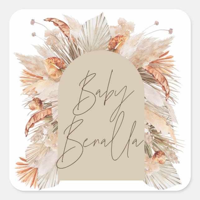 Baby Benalla pampas grass modern terracotta Square Square Sticker (Front)