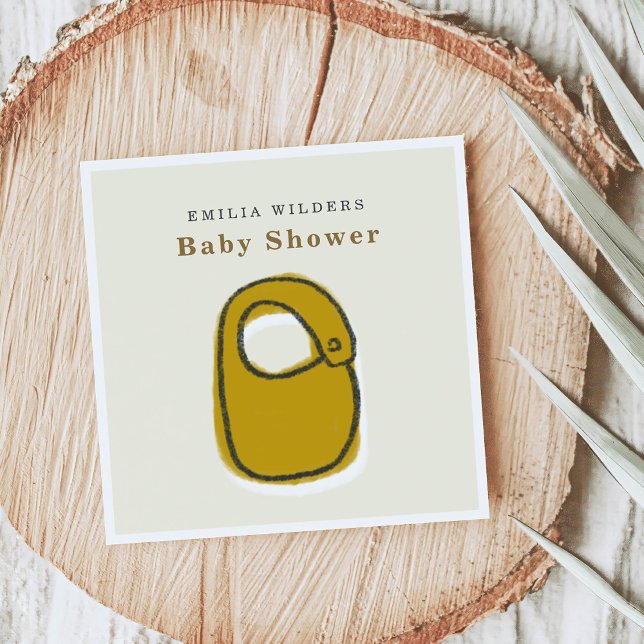 Baby Bib Newborn Illustration Baby Shower Paper Napkin (Baby Bib Newborn Illustration Baby Shower Paper Napkins)