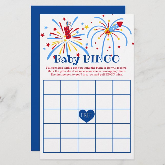 Baby Bingo 4th of July Patriotic Baby Shower (Front/Back)
