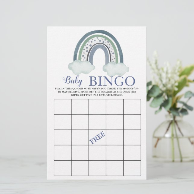 Baby Bingo Blue Rainbow Baby Boy Shower Game (Standing Front)