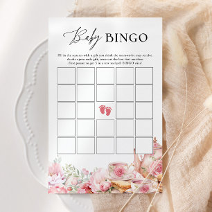 Baby Bingo Blush Pink Floral Tea Baby Shower Game