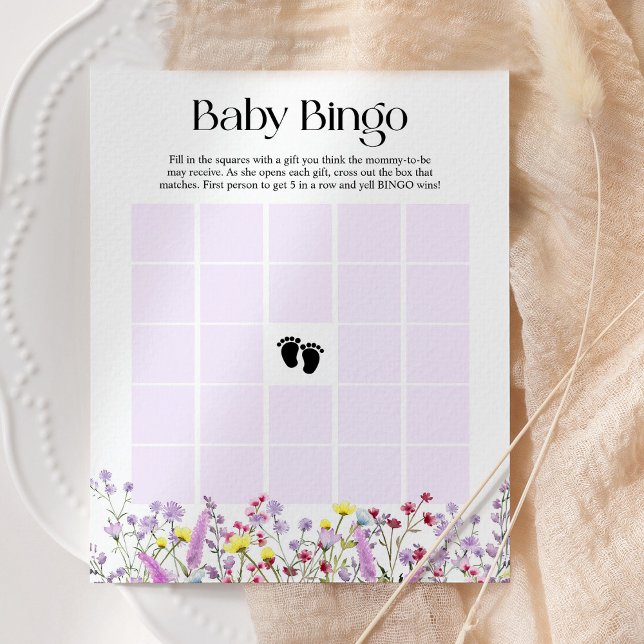 Baby Bingo Boho Wildflower Floral Baby Shower Card (Creator Uploaded)