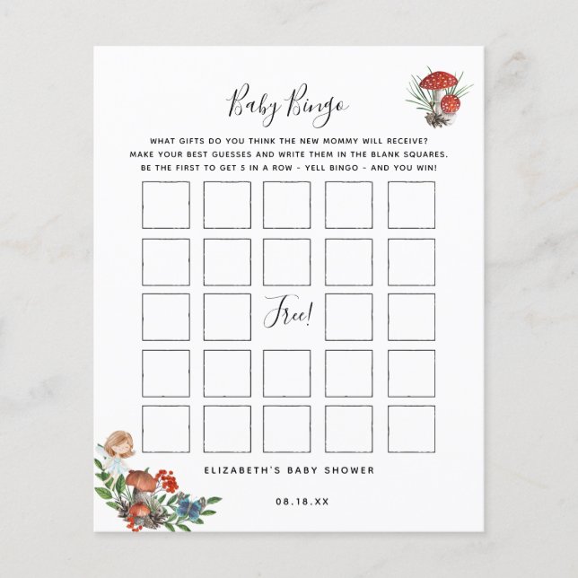 Baby Bingo | Enchanted Fairy Baby Shower Game (Front)