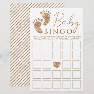 Baby Bingo Gold Glitter Baby Feet Baby Shower Game