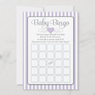 Baby Bingo Lavender Lilac Baby Shower Game Cards