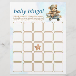 Baby Bingo & Name Race Teddy Bear Baby Shower Game Flyer