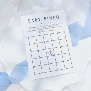 Baby Bingo   Nautical Whale Baby Boy Shower Game Invitation