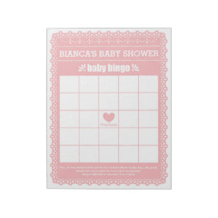 Baby Bingo Pink Papel Picado Baby Shower Game Notepad