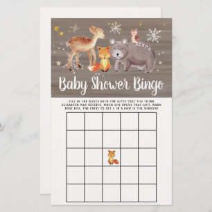 Baby Bingo Winter Woodland Animals Shower Game