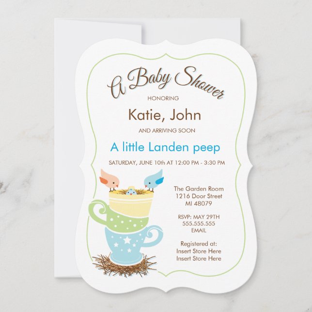 Baby Bird |  Boy Baby Shower Invitation (Front)