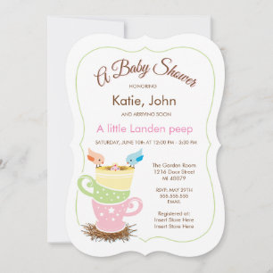 Baby Bird Girl Baby Shower Invitation