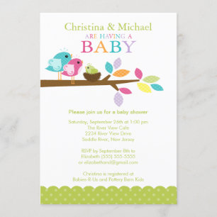 Baby Bird Nest Baby Shower Invitations