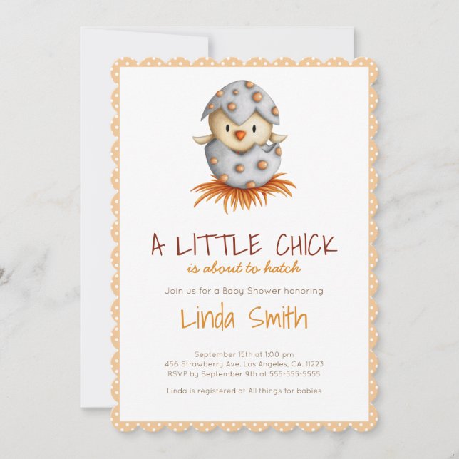Baby Bird Nest Neutral Scallop Baby Shower Party Invitation (Front)