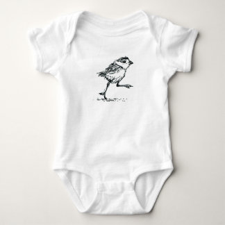 Baby bird (piping plover) infant in organic cotton baby bodysuit
